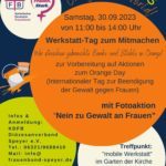 "Orange the World" am 30.09.2023 im Kirchgarten der Marienkirche in Neustadt